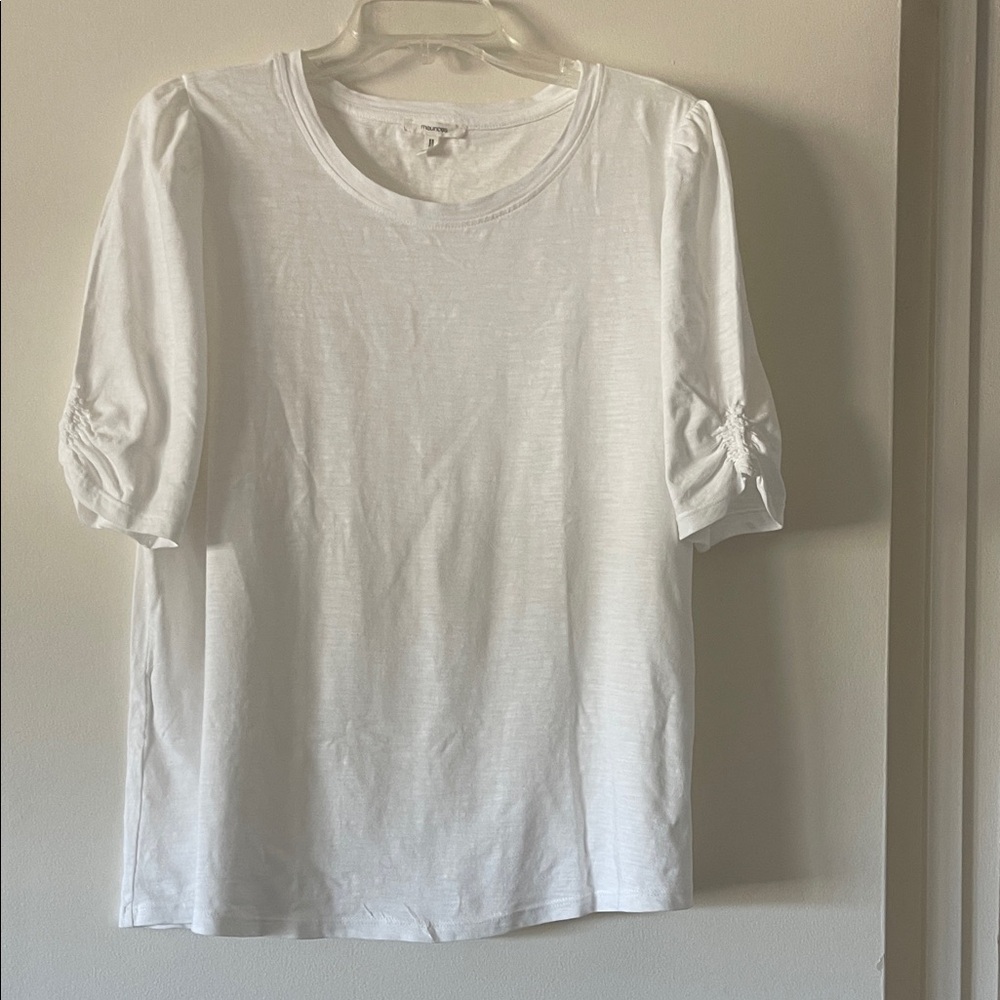 Maurices White Short Sleeve Top with Ruching